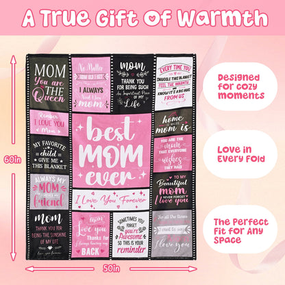 BLEUM CADE Gifts for Mom Birthday Mother's Day Blanket,Gifts From Daughter Son,Soft Flannel Throw Blanket Presents for Mother,Pink,50" x 60"