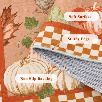 Bleum Cade Fall Area Rugs 2x3 Entryway Rug,Non Slip Washable Door Mat Outdoor Indoor Pumpkins Welcome Mat for Entrance,Orange