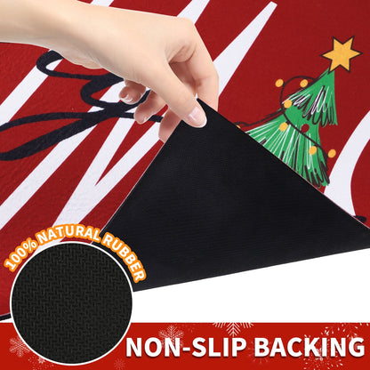 Bleum Cade Christmas Door Mat Winter Outdoor doormat,Non-Slip Christmas Tree Welcome Mat, Red,18" x 30"