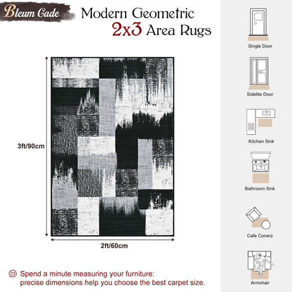 Bleum Cade  Area Rugs 2x3 Entryway Rug,Modern Geometric Patchwork Non Slip Rugs for Entryway, Washable Abstract Area Rug Door Mat Indoor, Rockwood Collection Welcome Mat for Kitchen
