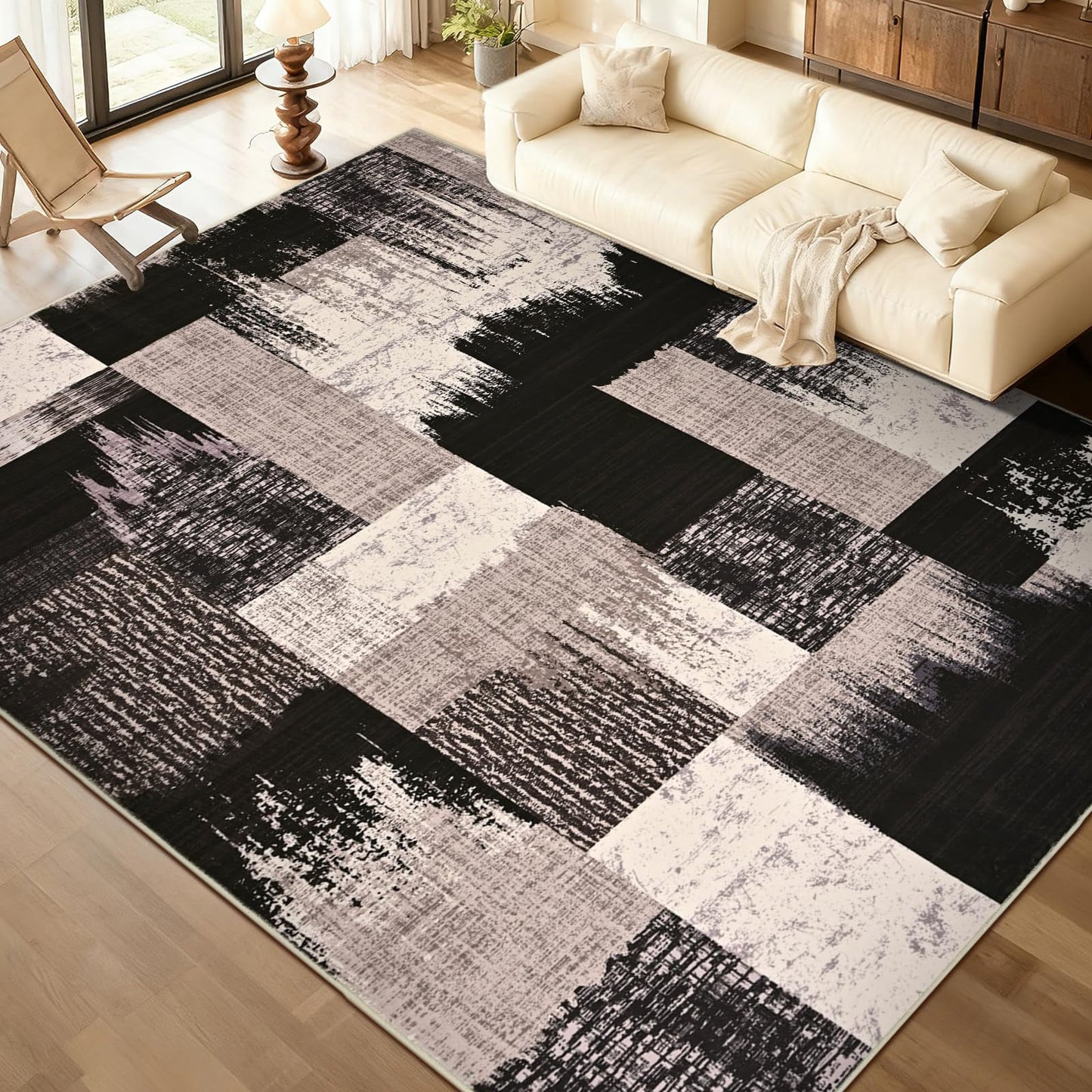 Bleum Cade Modern Geometric 8x10 Area Rugs for Living Room, Patchwork Abstract Rug Non Slip, Washable Soft Bedroom Rug Stain Resistant, Indoor Rugs Low Pile Carpet for Dining Room