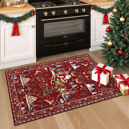 Bleum Cade Christmas Area Rugs 2x3,Santa Claus Non Slip Washable Entryway Rug, Winter Red Door Mat Outdoor Indoor,Soft Faux Wool Low Pile Welcome Mat for Entrance,Christmas Decorations
