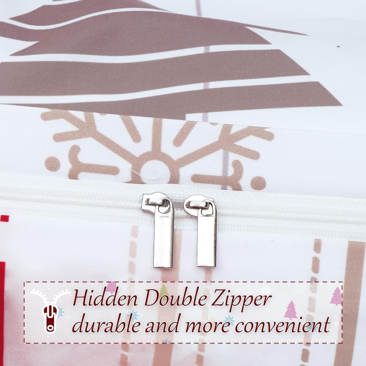 BLEUM CADE Christmas Duvet Cover Set,3 Pieces King Christmas Tree Comforter Cover Set,Striped Bedding Cover Christmas Snowflakes Quilt Cover with Zipper Closure