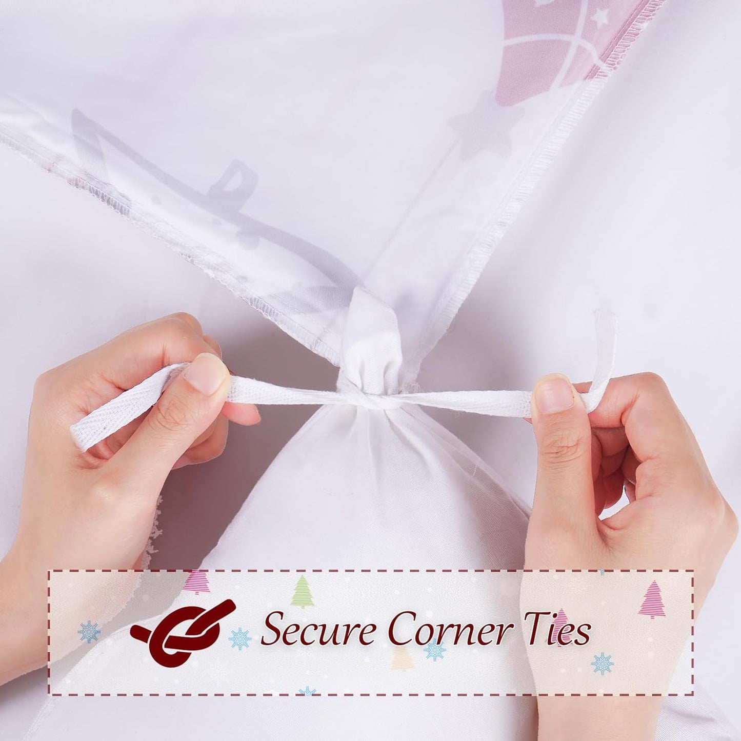 BLEUM CADE Christmas Duvet Cover Set,3 Pieces King Christmas Tree Comforter Cover Set,Striped Bedding Cover Christmas Snowflakes Quilt Cover with Zipper Closure