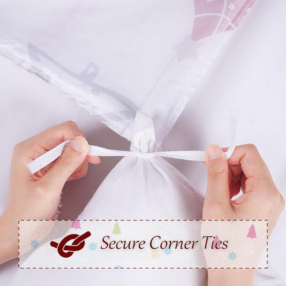 BLEUM CADE Christmas Duvet Cover Set,3 Pieces King Christmas Tree Comforter Cover Set,Striped Bedding Cover Christmas Snowflakes Quilt Cover with Zipper Closure