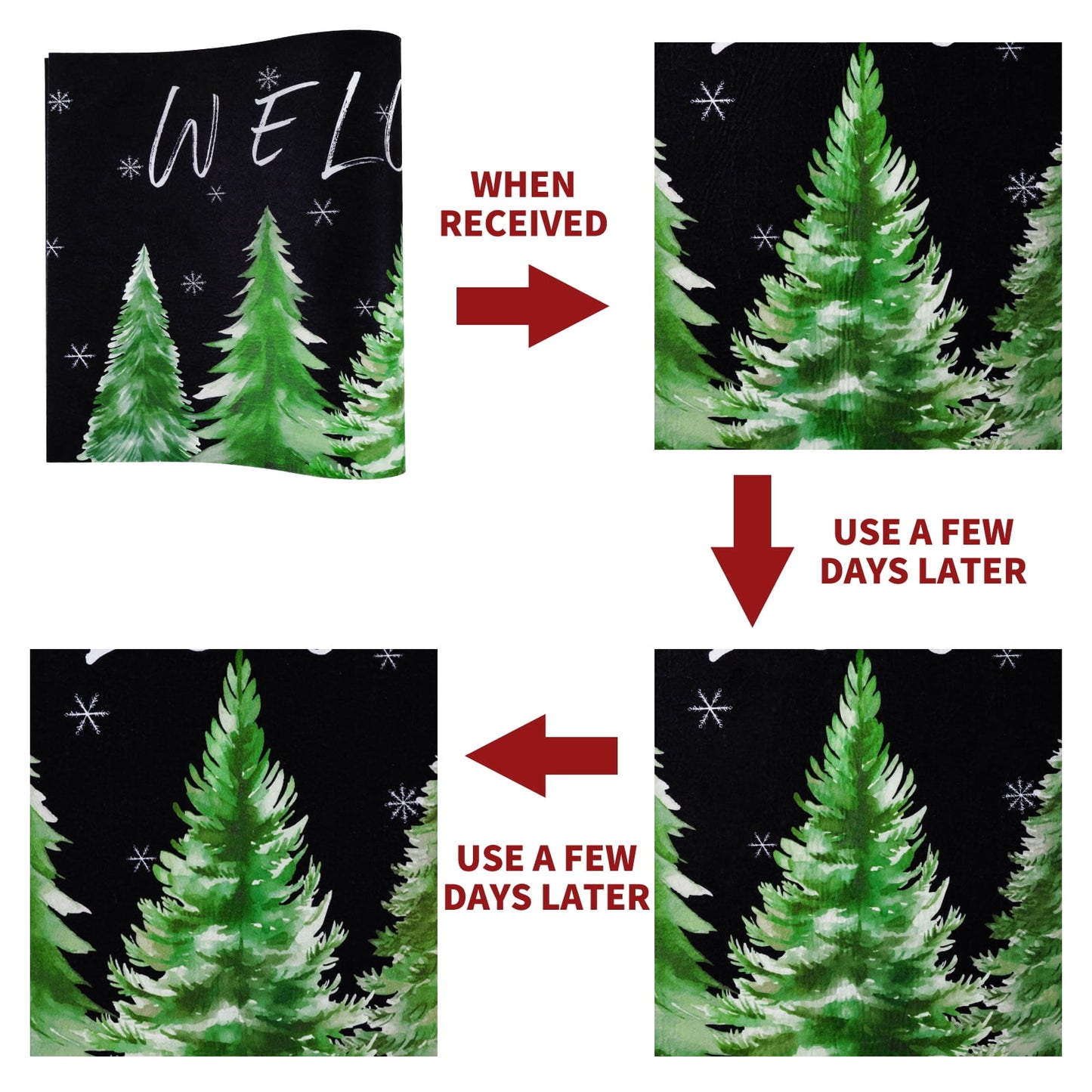 Bleum Cade Christmas Doormat Winter Holiday Outdoor Welcome Mat for Entrance,Non-slip Christmas Tree Door Mat with Rubber Backing,18" x 30"