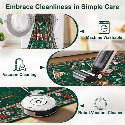 Bleum Cade Christmas Rugs for Living Room 5x7 Area Rug,Christmas Santa Washable Rugs for Bedroom,Soft Faux Wool Non Slip Bedroom Rugs,Winter Green Large Carpet for Dining Room,Christmas Decorations