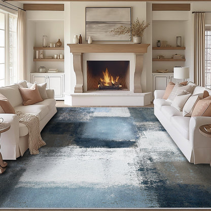 Bleum Cade 8x10 Area Living Room Washable Rug,Large Soft Modern Non Slip Abstract Bedroom Rug,Contemporary Area Rugs for Bathroom,Blue