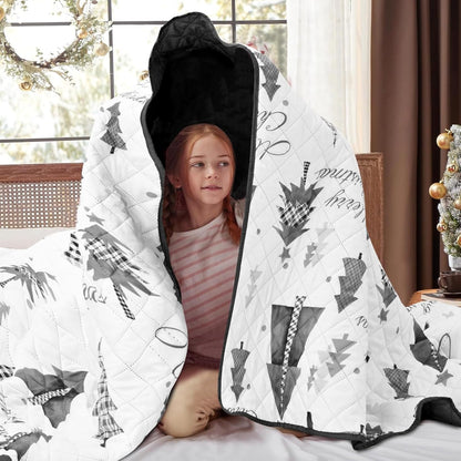 BLEUM CADE Christmas Quilt Sets Queen Size, 3 Pieces Christmas Tree Quilt Bedspread Sets,Lightweight Merry Christmas Bedding Set Soft Xmas Quilts Coverlet,Grey