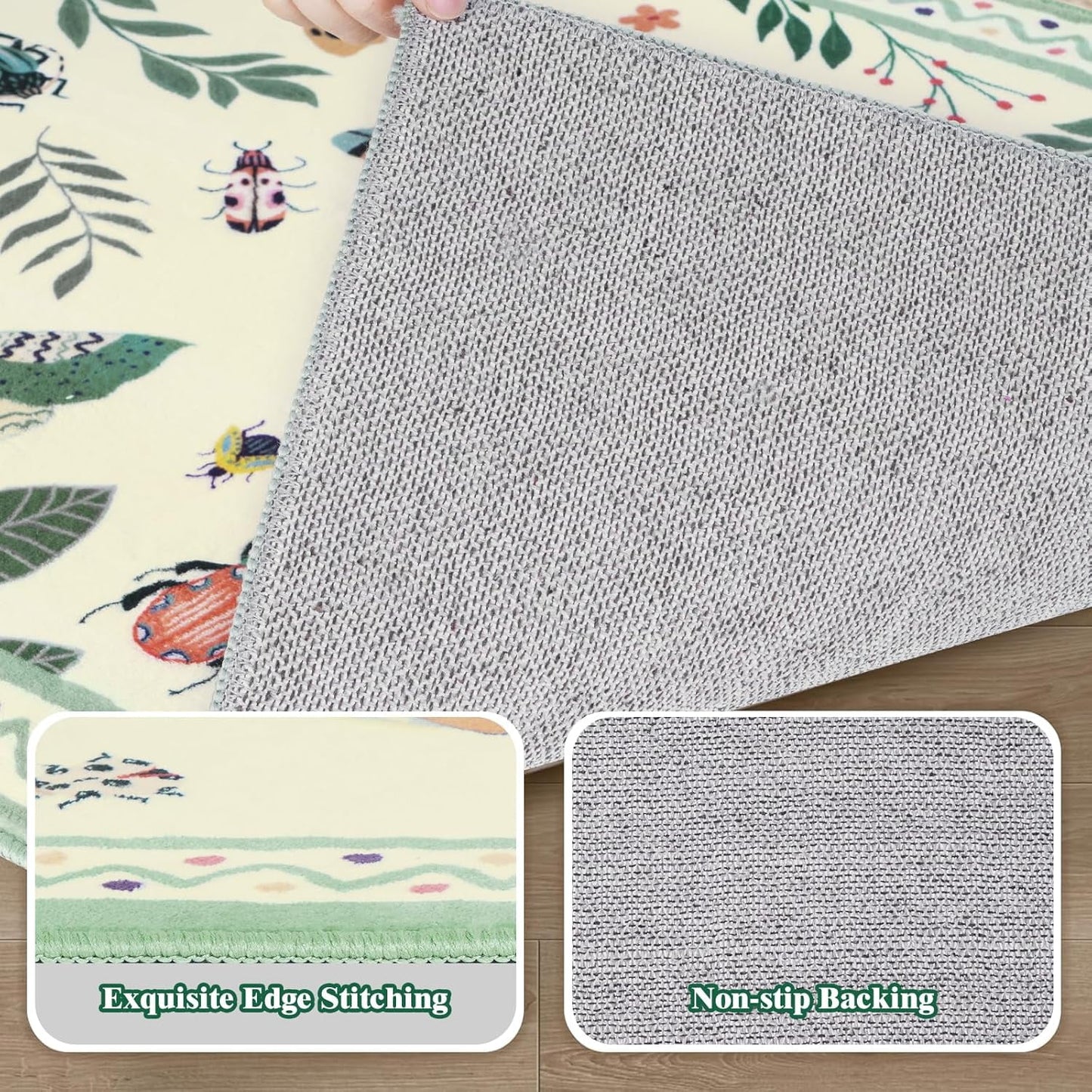 Bleum Cade Boho Floral Area Rugs 2x3 Door Mat Entryway Rug,Machine Washable Foldable Non Slip Outdoor Indoor Welcome Mat,Beige