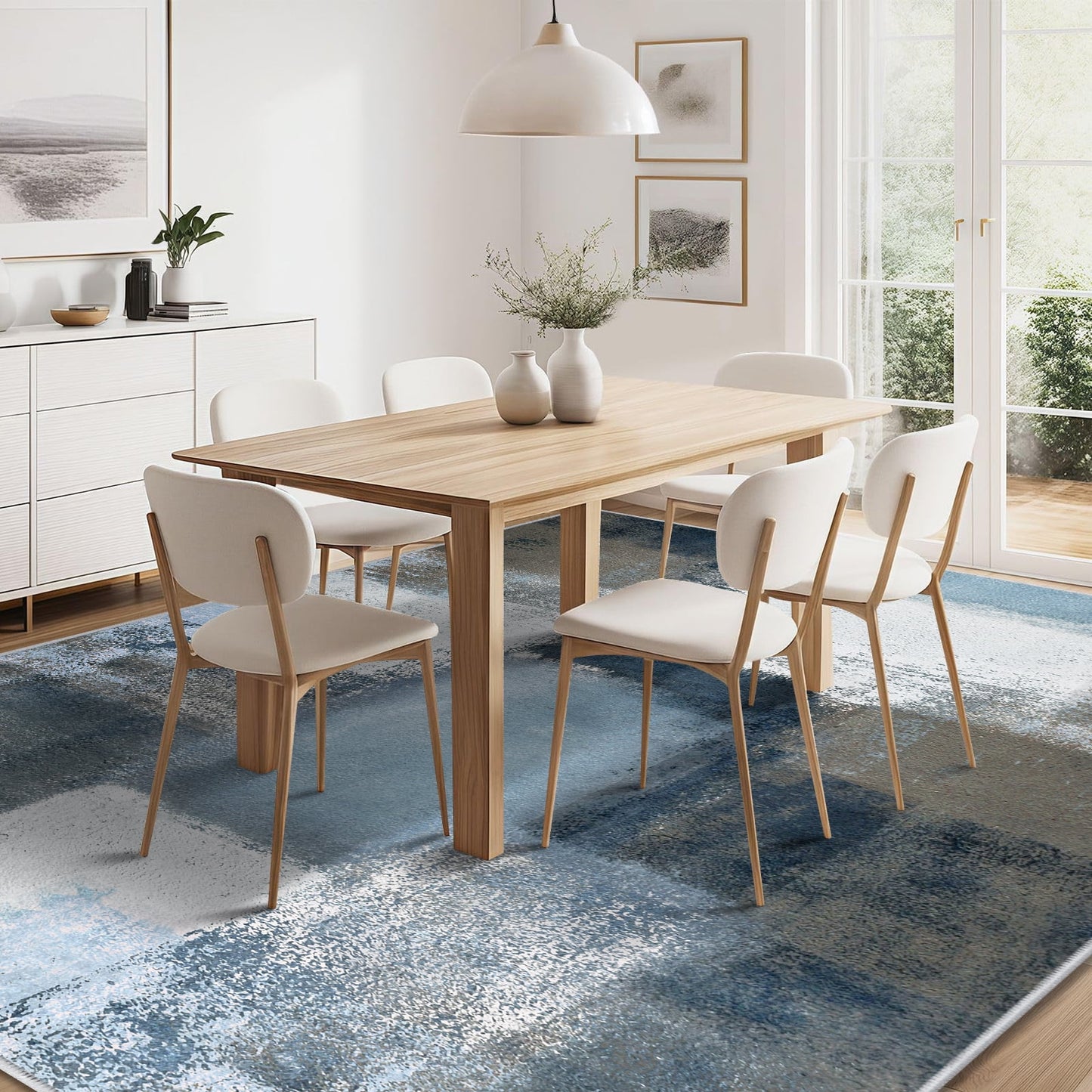 Bleum Cade 8x10 Area Living Room Washable Rug,Large Soft Modern Non Slip Abstract Bedroom Rug,Contemporary Area Rugs for Bathroom,Blue