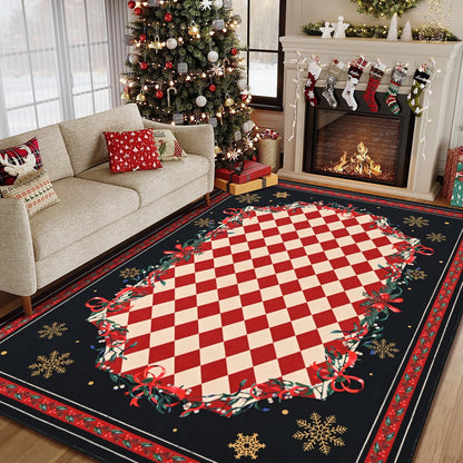 BLEUM CADE Christmas 5'x7' Area Rugs for Living Room, Washable Rugs for Bedroom Dinning Room,Red Checkered Rug Ultra Soft Non Slip Durable Large Carpet Home Decor