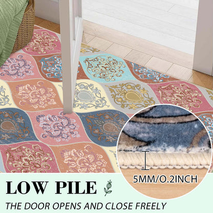Bleum Cade Boho Floral Area Rugs 2x3 Entryway Rug,Non Slip Washable Door Mat Outdoor Indoor Welcome Mat for Entrance
