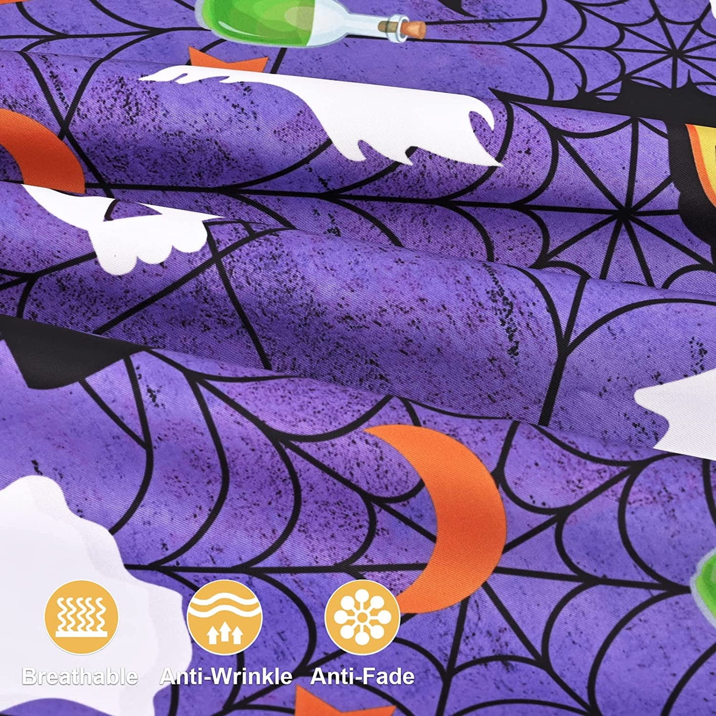 BLEUM CADE Halloween Pillow covers 18 x 18 inches Set of 2,Pumpkin Ghost Spider Web Halloween Decor,Purple