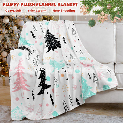 BLEUM CADE Christmas Throw Blanket, Christmas Tree and Snowflake Blankets, Super Soft & Cozy Flannel Blanket for Couch Bed (50" x 60" )