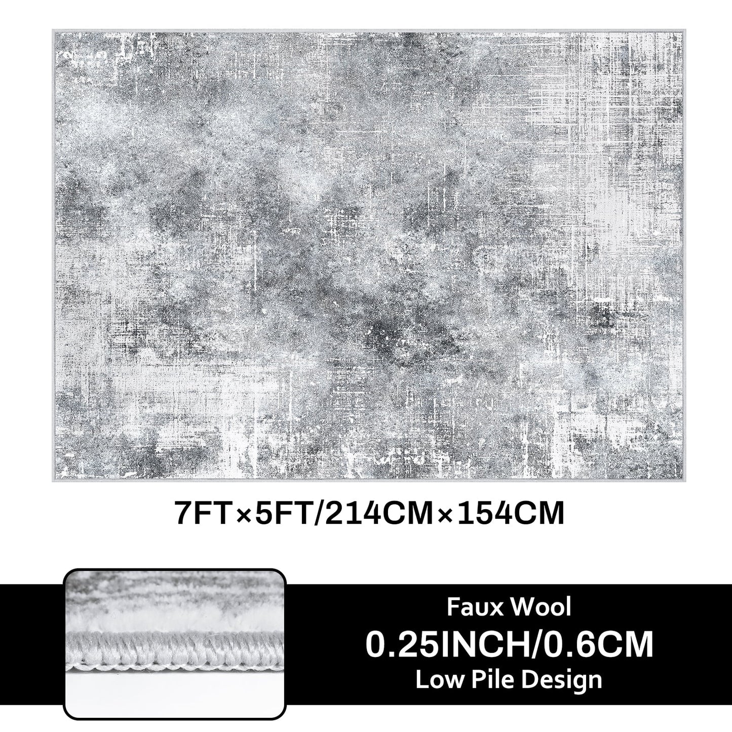 Bleum Cade 5x7 Area Rugs for Living Room,Soft Washable Non Slip Bedroom Rug,Modern Abstract Grey Dinning Room Large Carpet