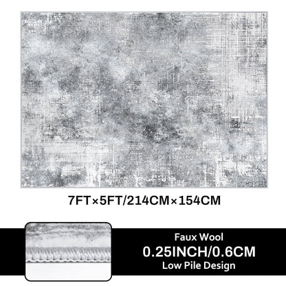 Bleum Cade 5x7 Area Rugs for Living Room,Soft Washable Non Slip Bedroom Rug,Modern Abstract Grey Dinning Room Large Carpet