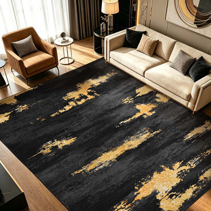 Bleum Cade 8'x10' Area Rugs for Living Room, Washable Rugs Modern Rugs for Bedroom Dinning Room,Abstract Rug Ultra Soft Non Slip Durable Large Carpet Home Decor, Black Gold