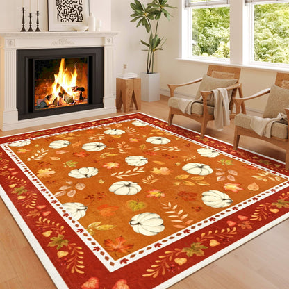 Bleum Cade 5'x7' Fall Area Rugs for Living Room,Pumpkins Rug Ultra Soft Washable Rugs for Bedroom, Anti Slip Durable Carpet Home Decor for Dining Room
