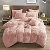 BLEUM CADE Luxury Fluffy Fuzzy Queen Bedding Comforter Set?4 Pieces Shaggy Duvet Cover Set?Furry Plush Velvet Comforter Cover with Zip Closure?Queen?Light Grey