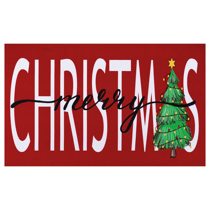 Bleum Cade Christmas Door Mat Winter Outdoor doormat,Non-Slip Christmas Tree Welcome Mat, Red,18" x 30"