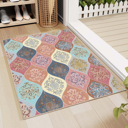 Bleum Cade Boho Floral Area Rugs 2x3 Entryway Rug,Non Slip Washable Door Mat Outdoor Indoor Welcome Mat for Entrance