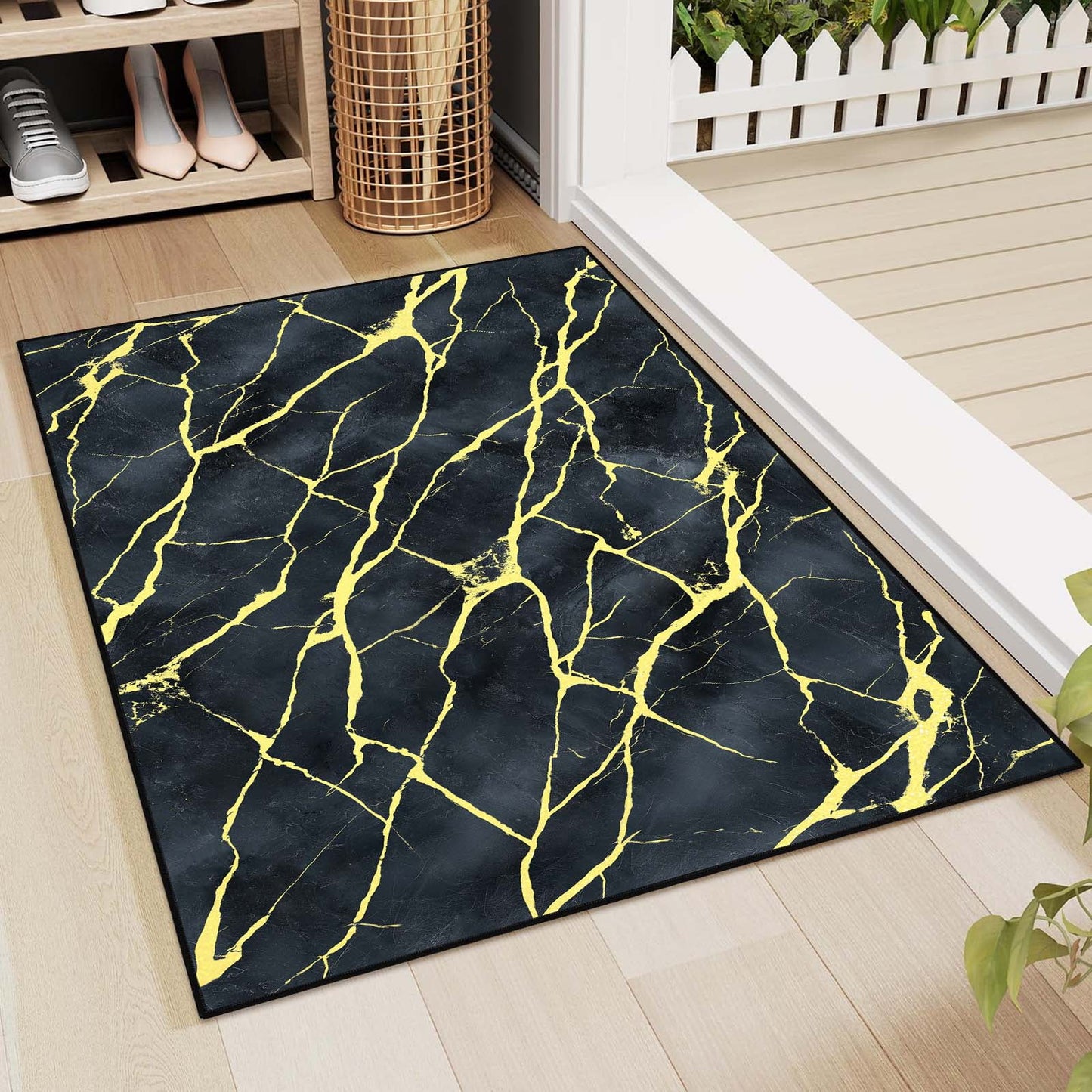 Bleum Cade Area Rugs for Doormat 2X3,Marble Swirl Abstract Rugs, Machine Washable Foldable Non Slip Outdoor Indoor Welcome Mat