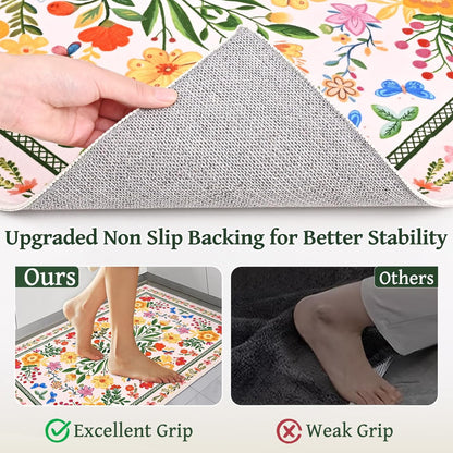 Bleum Cade 5'x7' Area Rugs for Living Room, Boho Floral Rug Ultra Soft Washable Rugs for Bedroom, Anti Slip Durable Carpet Home Decor for Dining Room,Beige
