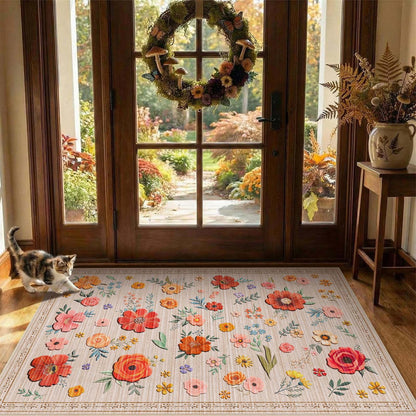 Bleum Cade 2x3 Small Area Rugs for Entryway, Boho Floral Washable Rug, Non Slip Door Mat Indoor Ourdoor, Soft Faux Wool Low-Pile Welcome Door Mat for Hallway Laundry