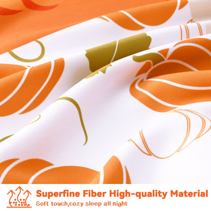 Bleum Cade 3 Piece Fall Duvet Cover Set Queen Size,Thanksgiving Pumpkin Maple Leaves Patchwork Lightweight Comforter Cover Set,Soft Cozy Bedding Cover for Home Decor(90"x 90")