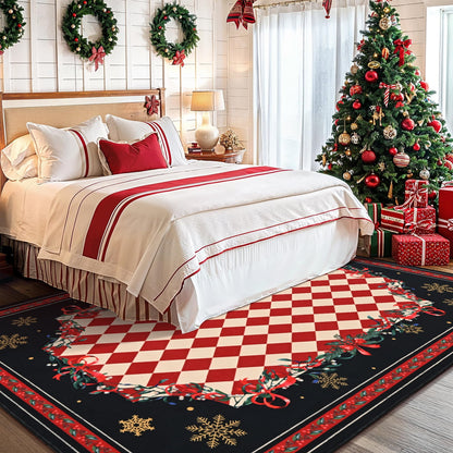 BLEUM CADE Christmas 5'x7' Area Rugs for Living Room, Washable Rugs for Bedroom Dinning Room,Red Checkered Rug Ultra Soft Non Slip Durable Large Carpet Home Decor