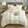 BLEUM CADE Luxury Fluffy Fuzzy Queen Bedding Comforter Set?4 Pieces Shaggy Duvet Cover Set?Furry Plush Velvet Comforter Cover with Zip Closure?Queen?Light Grey