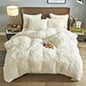 BLEUM CADE Luxury Fluffy Fuzzy Twin Bedding Comforter Set，3 Pieces Shaggy Duvet Cover Set，Furry Plush Velvet Comforter Cover with Zip Closure，Twin，Green