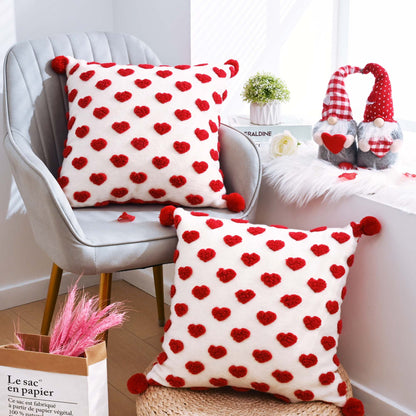 BLEUM CADE Valentine's Day Throw Pillow Cover 18 x 18 in,2 Pack Red Loving Pillowcases for Couch Sofa Decor Pillow Covers for Home Decorations
