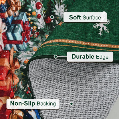 BLEUM CADE Christmas Tree Area Rugs 2x3 Door Mat, Non Slip Washable Entryway Rug Outdoor Indoor Welcome Mat for Entrance,Green