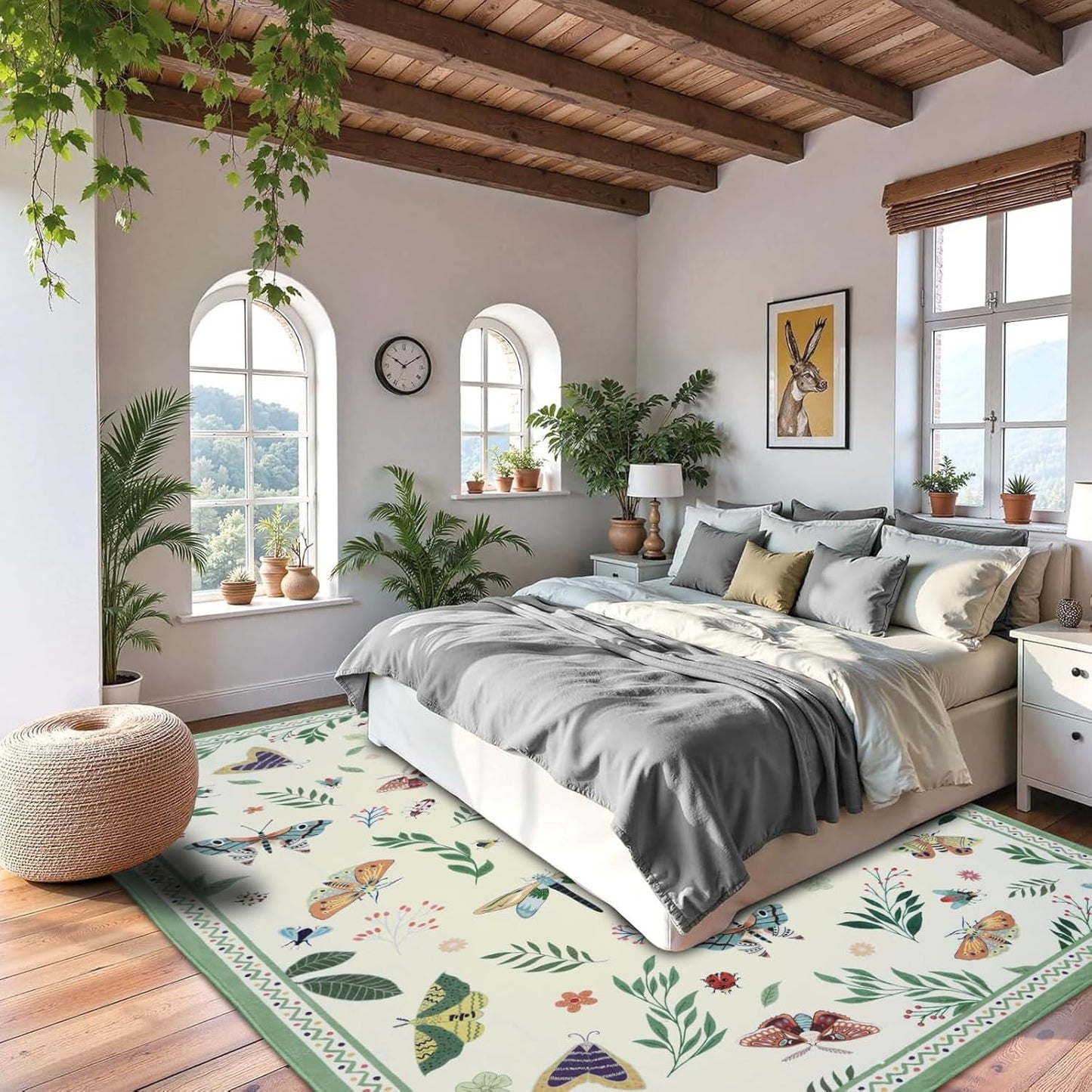Bleum Cade 3'x5' Boho Area Rugs for Living Room, Machine Washable Foldable Indoor Rugs Carpet, Soft Lightweight Non Slip Large Rug for Bedroom Dining Room,Beige