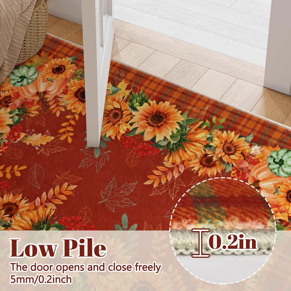 Bleum Cade Fall Area Rugs 2x3 Entryway Rug,Non Slip Washable Sunflower Door Mat Outdoor Indoor Welcome Mat for Entrance
