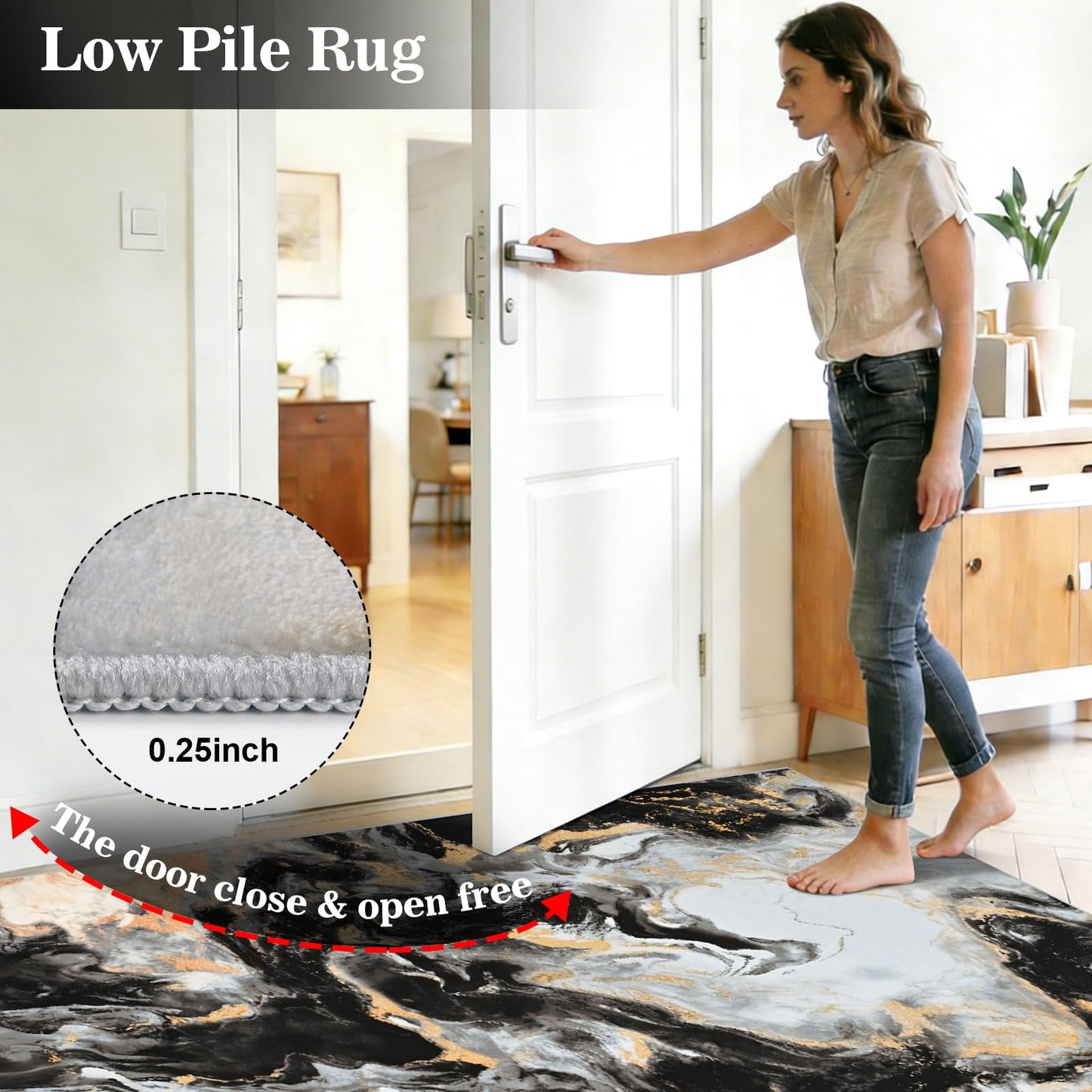 Bleum Cade 2x7 Runner Rug for Hallways Kitchen Modern Abstract Washable Runner Rug Soft Non Slip Marble Indoor Carpet Runner for Laundry Entryway Bedroom Bathroom