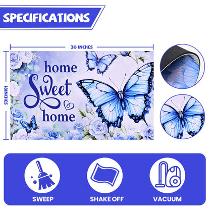 BLEUM CADE Spring Welcome Mat Butterfly Outdoor Doormat,Non Slip Floral Spring Doormat For Outside Patio,18 x 30 inches