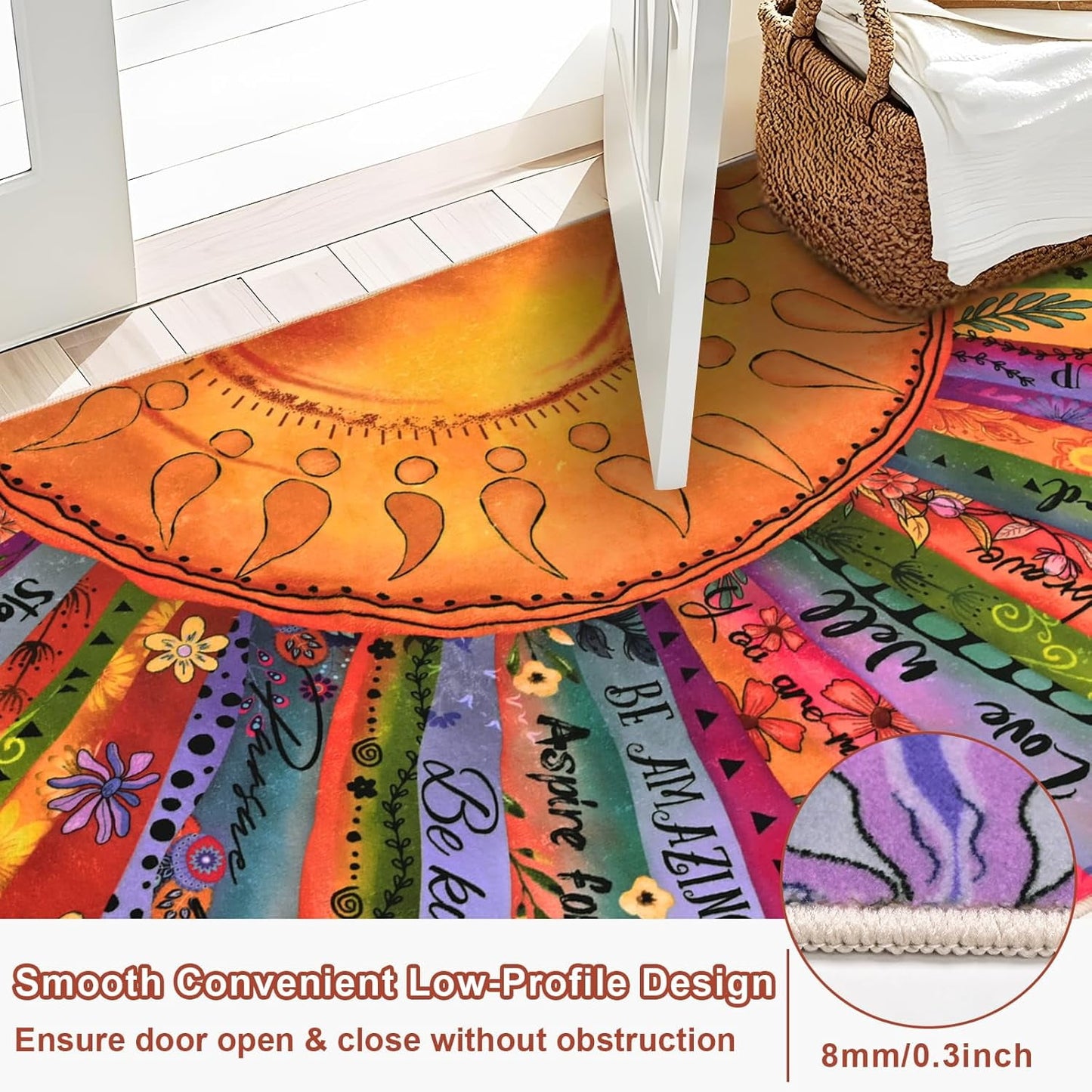 Bleum Cade Area Rugs for Living Room 5x7,Boho Sun Rugs, Washable Area Rugs for Bedroom,Low Pile Anti Slip Durable Carpet for Dining Room
