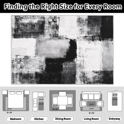 Bleum Cade Modern Abstract Area Rugs 2x3 Entryway Rug,Non Slip Washable Door Mat Outdoor Indoor Welcome Mat for Entrance,Black