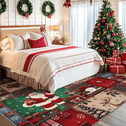 BLEUM CADE Christmas Rug for Bedroom 8x10, Santa Claus Washable Rug for Living Room Non Slip, Large Throw Carpet for Dining Room,Christmas Decorations