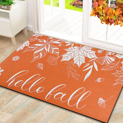 BLEUM CADE Fall Welcome Mats Doormat Outdoor, Thanksgiving Non Slip Low Profile Entrance Mat for Outside Patio,18 x 30 inches