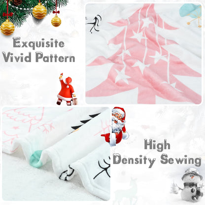 BLEUM CADE Christmas Throw Blanket, Christmas Tree and Snowflake Blankets, Super Soft & Cozy Flannel Blanket for Couch Bed (50" x 60" )
