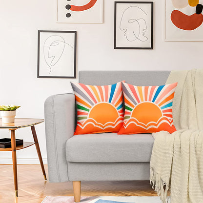 BLEUM CADE Summer Outdoor Pillow Covers 18 x 18 inches,2 Pack,Waterproof,Orange