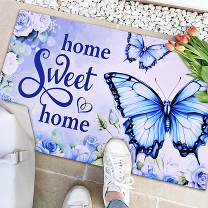 BLEUM CADE Spring Welcome Mat Butterfly Outdoor Doormat,Non Slip Floral Spring Doormat For Outside Patio,18 x 30 inches