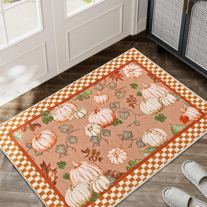 Bleum Cade Fall Area Rugs 2x3 Entryway Rug,Non Slip Washable Door Mat Outdoor Indoor Pumpkins Welcome Mat for Entrance,Orange
