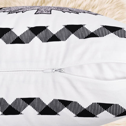 BLEUM CADE Christmas Throw Pillow Covers 18 x 18 inch Snowflakes Xmas Tree Buffalo Plaid Pillow Covers Set of 2,Winter Holiday Decorative Pillow Cases