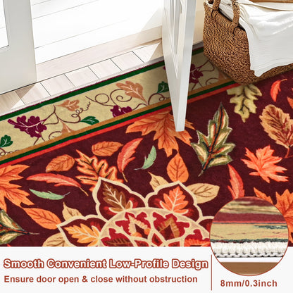 Bleum Cade 5'x7' Fall Area Rugs for Living Room,Boho Floral Rug Ultra Soft Washable Rugs for Bedroom, Maple Leaf Anti Slip Durable Carpet Home Decor for Dining Room