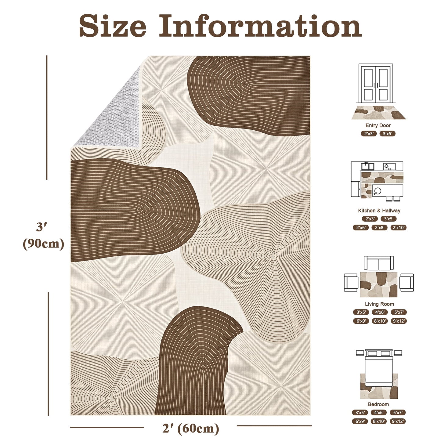 Bleum Cade Area Rugs for Doormat 2X3,Abstract Machine Washable Foldable Non Slip Outdoor Indoor Welcome Mat Carpet for Entrance,Grey